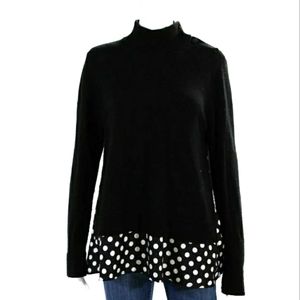 KATE SPADE ♠️ WOMEN'S POLKA DOT LAYERED TURTLE NECK SWEATER (BLACK)  SZ MEDIUM
